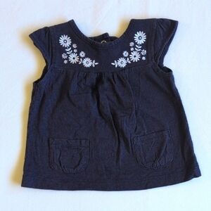carter's navy blue floral embroidered cotton swing top 6 months baby girl